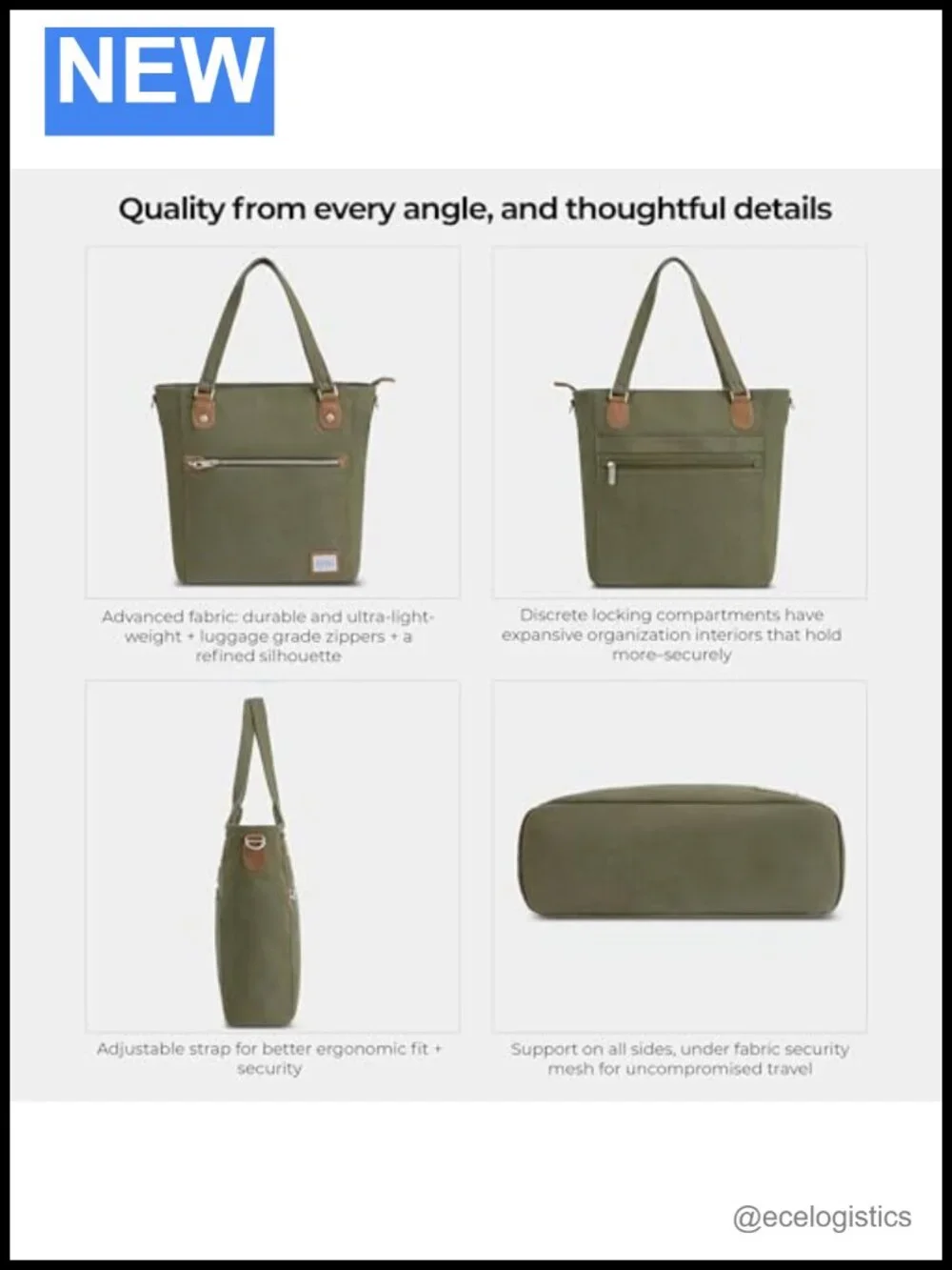 Anti-Theft Heritage Tote with RFID Protection, Cotton Canvas & Suede Trim,
